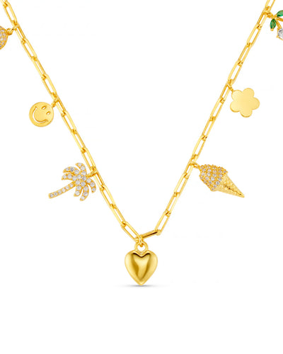 Mixed Eclectic Pavé Charm Necklace