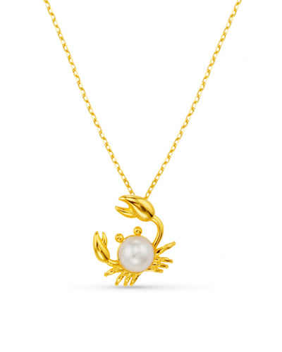 Pearl Crab Charm Necklace