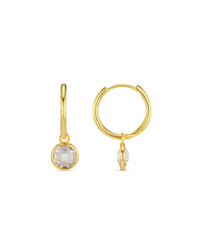Crystal Drop Mid-Size Hoop Earrings