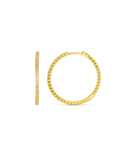 Fine Pavé Mid-Size Hoop Earrings
