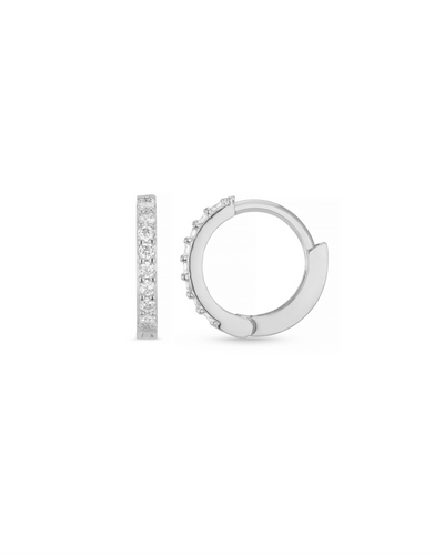Pavé Huggie Hoop Earrings, Silver