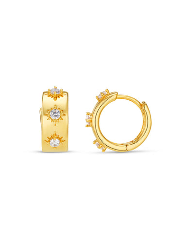 Starburst Embellished Metal Huggie Hoop