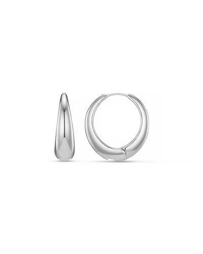 Tapered Hoop Earrings , Sølv