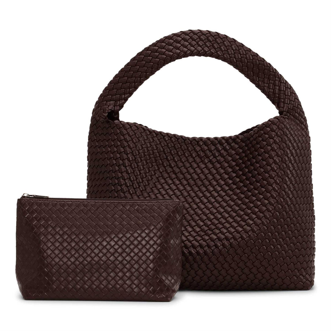 Woven Daily Shopper + Pouch, Brown