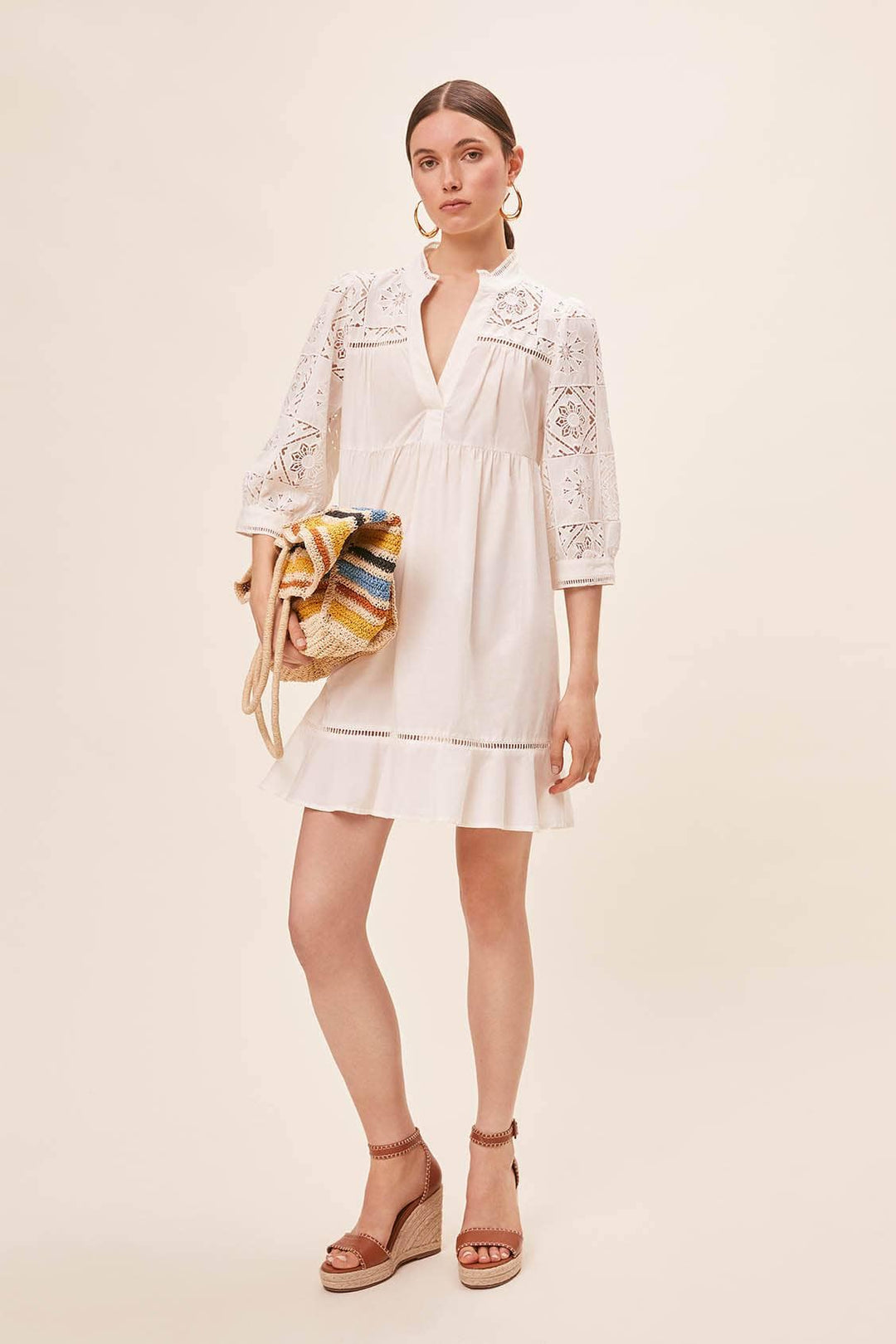 Woven robe Ceylan, White