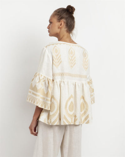 Tunic Feather Bell Sleeve, Natural/Cream