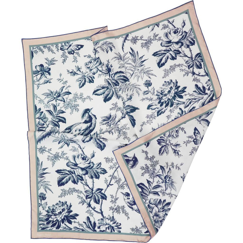 Classical Blue Toile Scarf, Floral