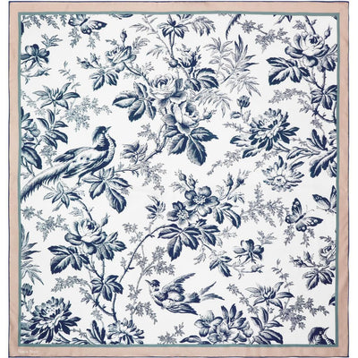 Classical Blue Toile Scarf, Floral
